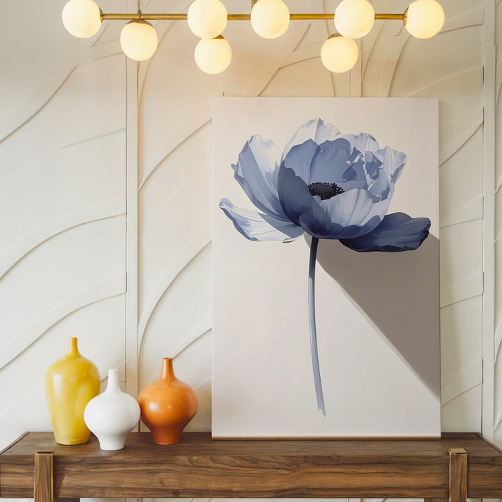 Minimalist Blue Flower Canvas – Ethereal Floral Wall Art - Gifitto
