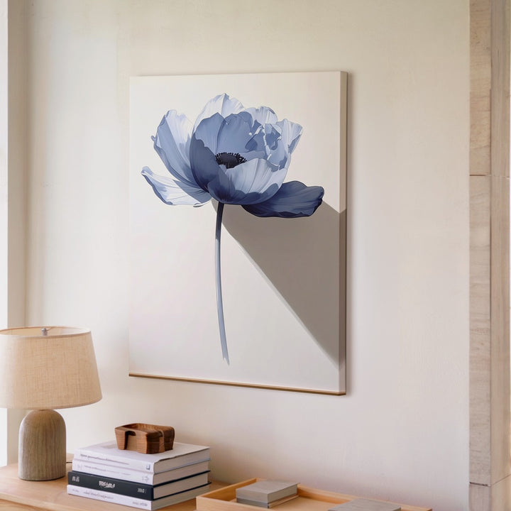 Minimalist Blue Flower Canvas – Ethereal Floral Wall Art - Gifitto