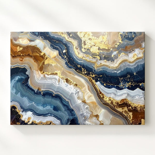 Golden Strata Canvas – Abstract Stone-Inspired Wall Art in Earth & Slate Tones - Gifitto