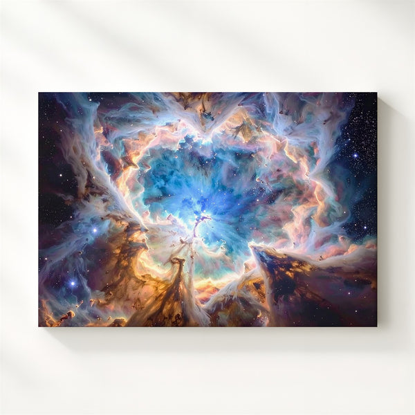 Radiant Nebula Canvas – Swirling Blues and Golden Browns in Cosmic Depth - Gifitto