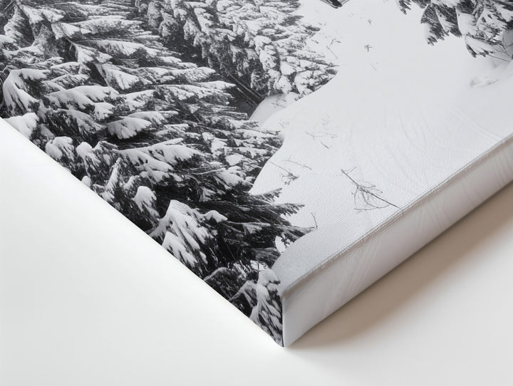 Black and White Ski Lift Canvas – Dramatic Winter Forest Journey - Gifitto