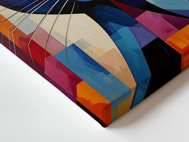 Cubist Cat Canvas – Geometric Abstract Feline in Bold Colors - Gifitto