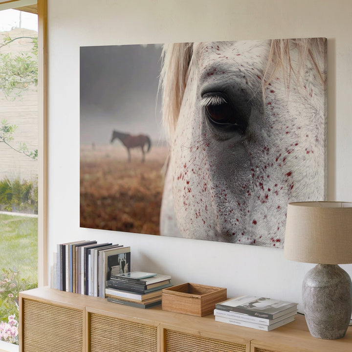 White Horse Eye Portrait Canvas – Intimate Equestrian Photography - Gifitto