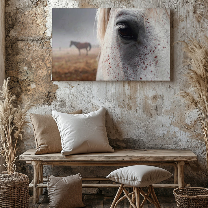 White Horse Eye Portrait Canvas – Intimate Equestrian Photography - Gifitto