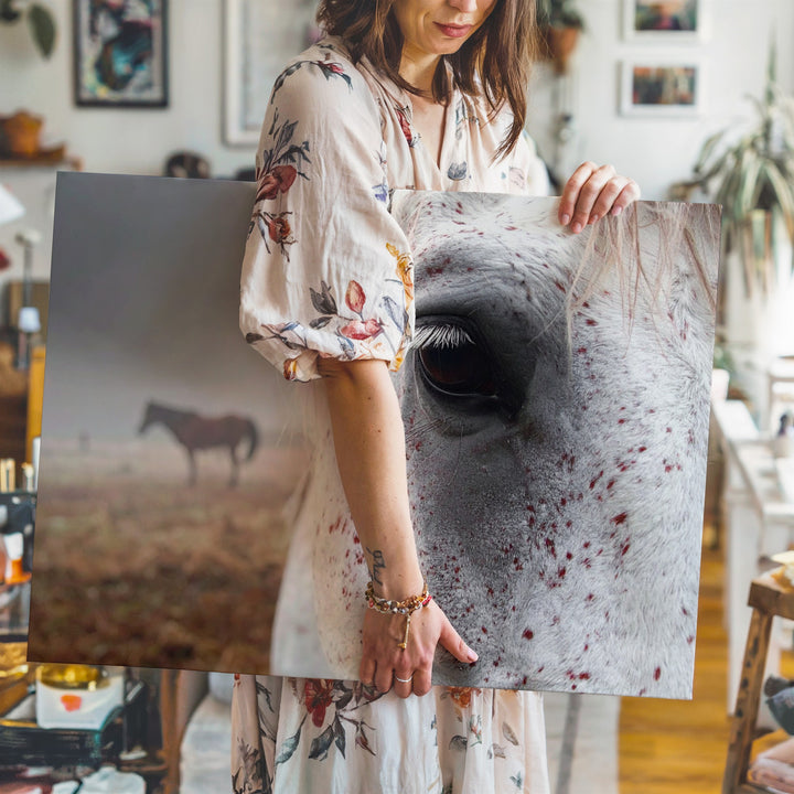 White Horse Eye Portrait Canvas – Intimate Equestrian Photography - Gifitto