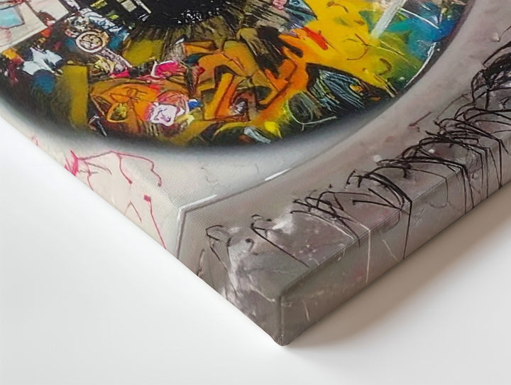 Graffiti Eye Canvas – Hyperrealistic Portrait with Urban Street Art Iris - Gifitto