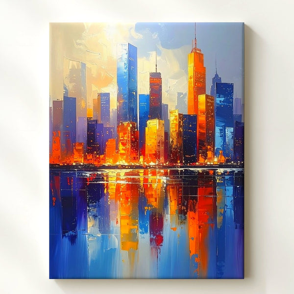 Abstract City Skyline Canvas – Vibrant Urban Energy with Bold Brushstrokes - Gifitto