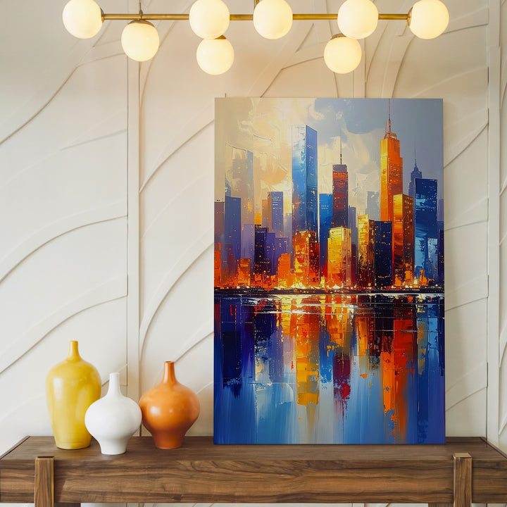 Abstract City Skyline Canvas – Vibrant Urban Energy with Bold Brushstrokes - Gifitto
