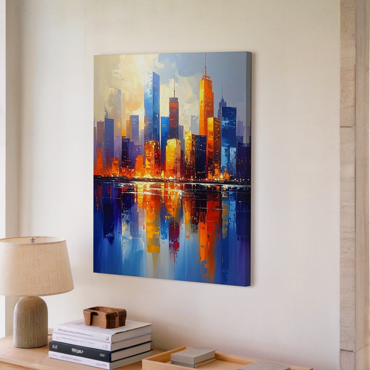 Abstract City Skyline Canvas – Vibrant Urban Energy with Bold Brushstrokes - Gifitto