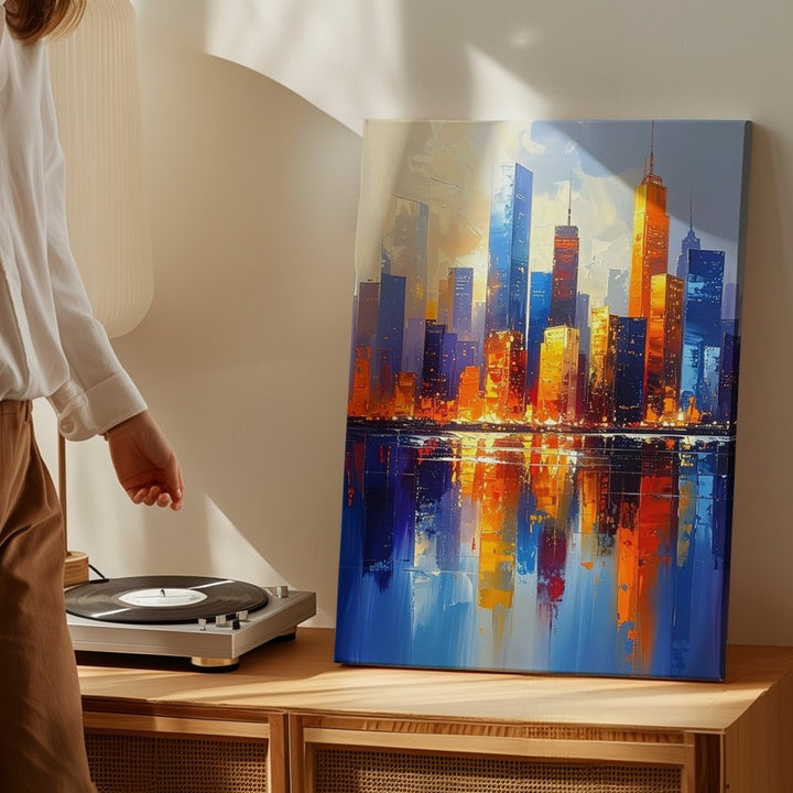 Abstract City Skyline Canvas – Vibrant Urban Energy with Bold Brushstrokes - Gifitto
