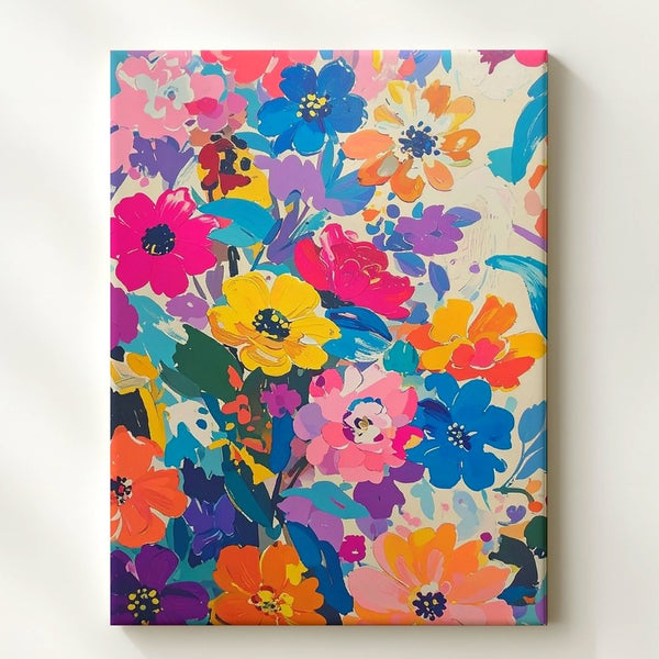 Abstract Floral Burst Canvas – Bold, Colorful Brushstroke Art - Gifitto