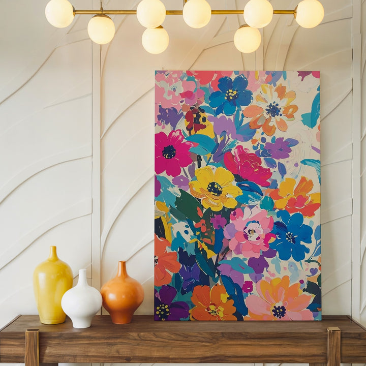 Abstract Floral Burst Canvas – Bold, Colorful Brushstroke Art - Gifitto