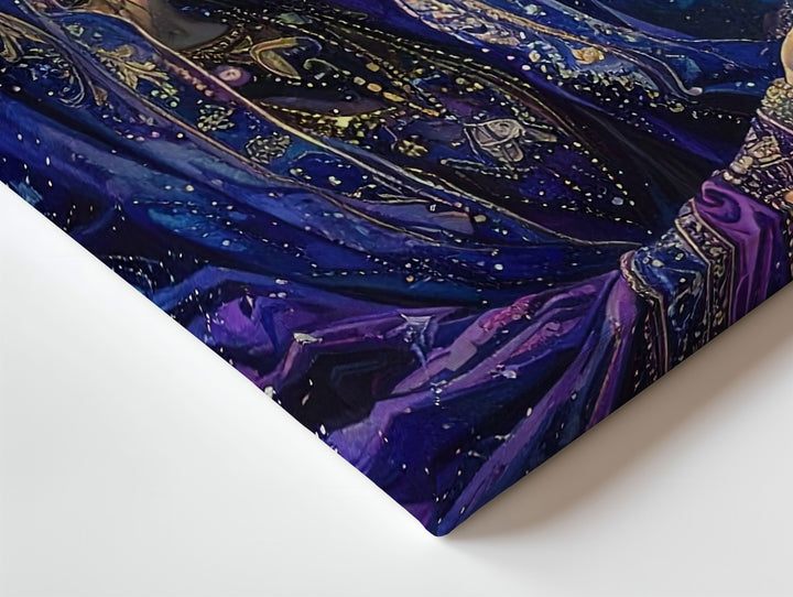 Celestial Veiled Woman Canvas – Mystical Orb & Divine Feminine Wall Art - Gifitto