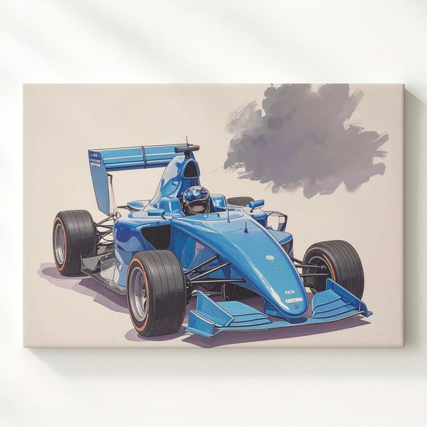 Blue Formula 1 Race Car Canvas – Dynamic Kids Wall Art - Gifitto