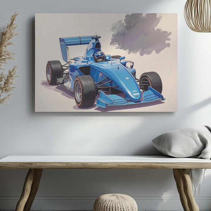 Blue Formula 1 Race Car Canvas – Dynamic Kids Wall Art - Gifitto