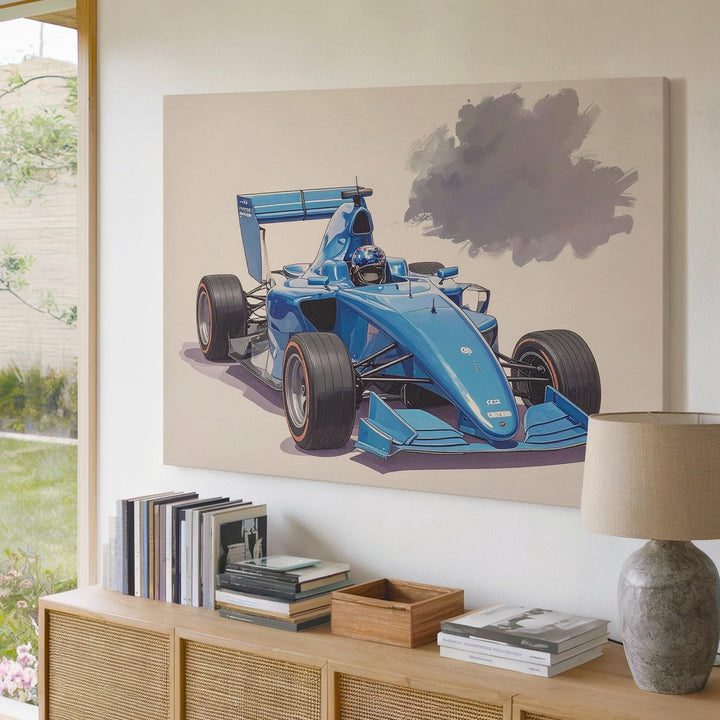 Blue Formula 1 Race Car Canvas – Dynamic Kids Wall Art - Gifitto