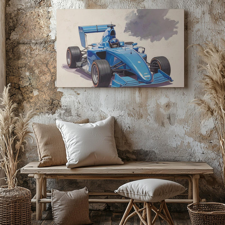 Blue Formula 1 Race Car Canvas – Dynamic Kids Wall Art - Gifitto