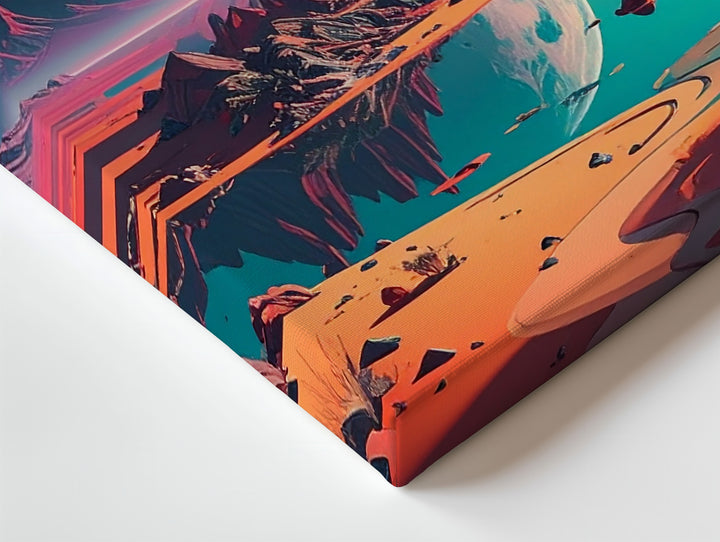 Surreal Alien Landscape Canvas – Glowing River and Majestic Mountains - Gifitto