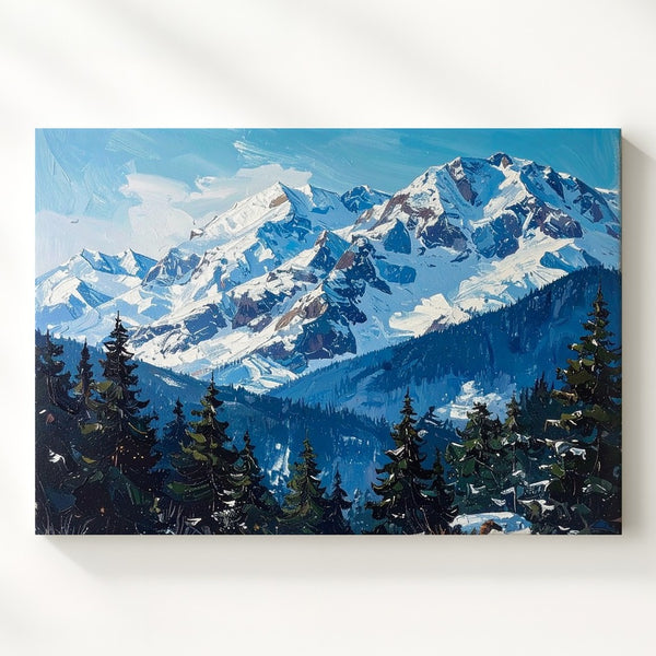 Blue Ridge Winter Canvas – Bold Snowy Mountain & Pine Forest Art - Gifitto