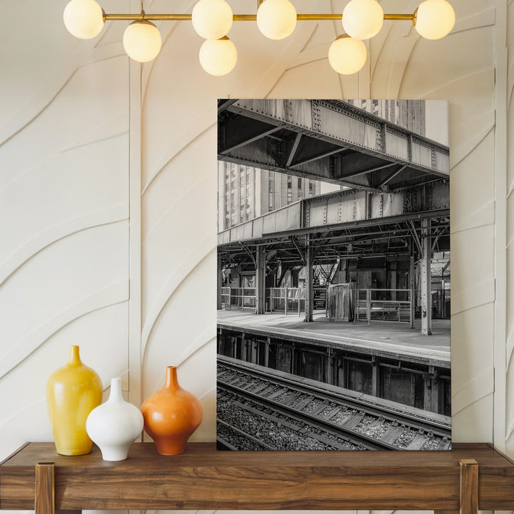 Industrial Train Platform Canvas – Black and White Urban Architecture - Gifitto
