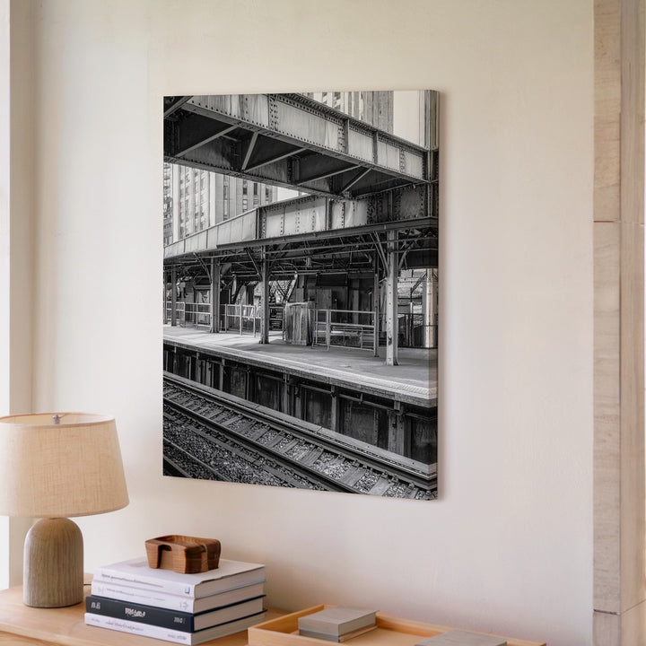 Industrial Train Platform Canvas – Black and White Urban Architecture - Gifitto