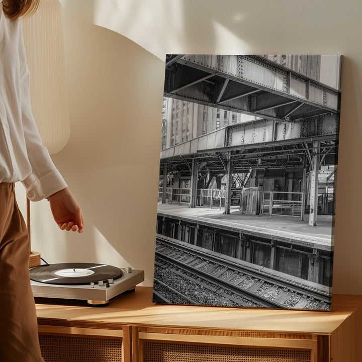 Industrial Train Platform Canvas – Black and White Urban Architecture - Gifitto