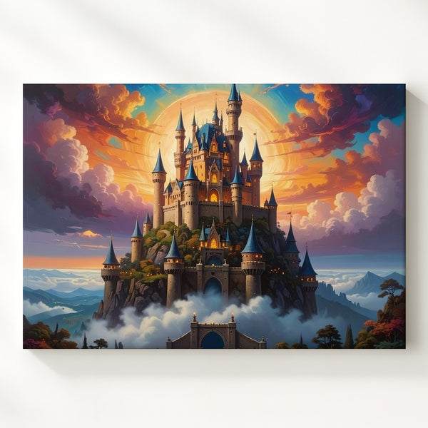Floating Castle in the Clouds Canvas – Surreal High Fantasy Art - Gifitto