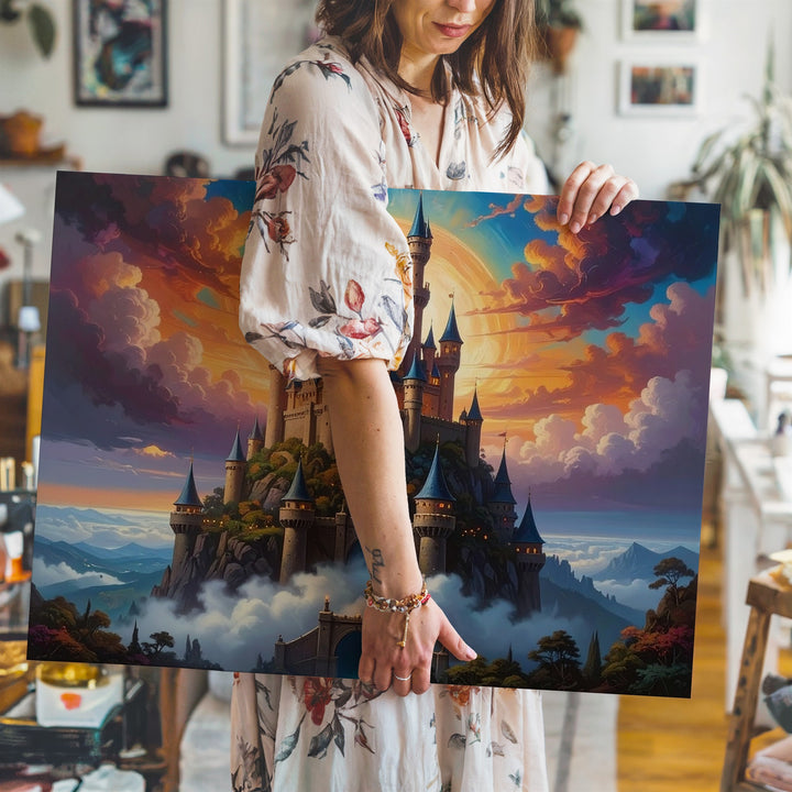 Floating Castle in the Clouds Canvas – Surreal High Fantasy Art - Gifitto