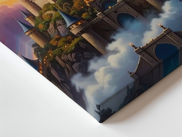 Floating Castle in the Clouds Canvas – Surreal High Fantasy Art - Gifitto