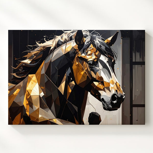 Futuristic Polygonal Horse Canvas – Geometric Equestrian Art - Gifitto