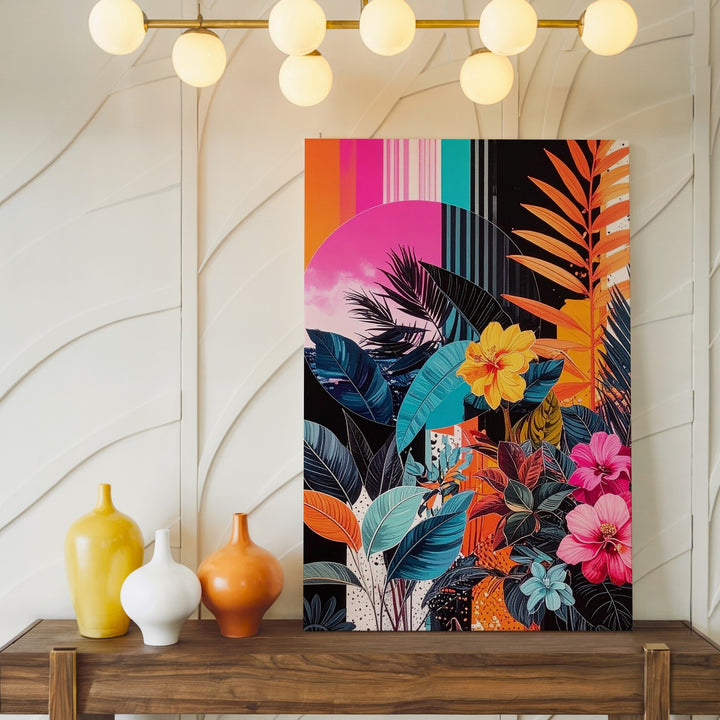 Surreal Tropical Collage Canvas – Vibrant Pop-Art Floral Art - Gifitto