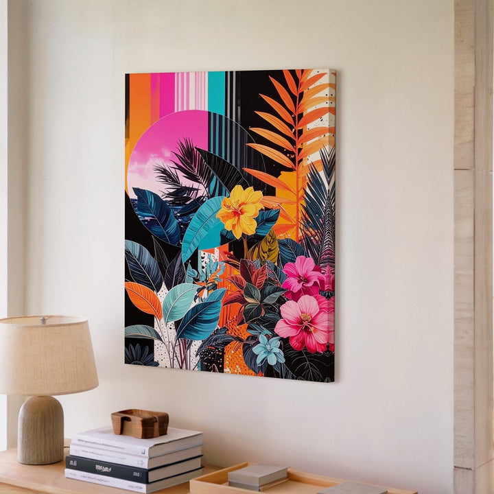 Surreal Tropical Collage Canvas – Vibrant Pop-Art Floral Art - Gifitto