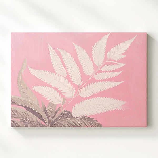 Bold Pink Fern Canvas – Modern Abstract Botanical Wall Art - Gifitto