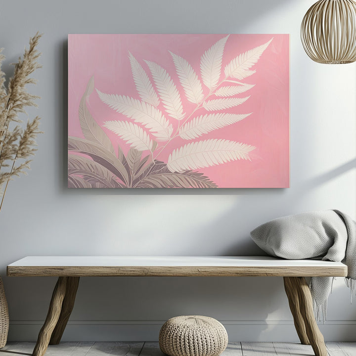Bold Pink Fern Canvas – Modern Abstract Botanical Wall Art - Gifitto