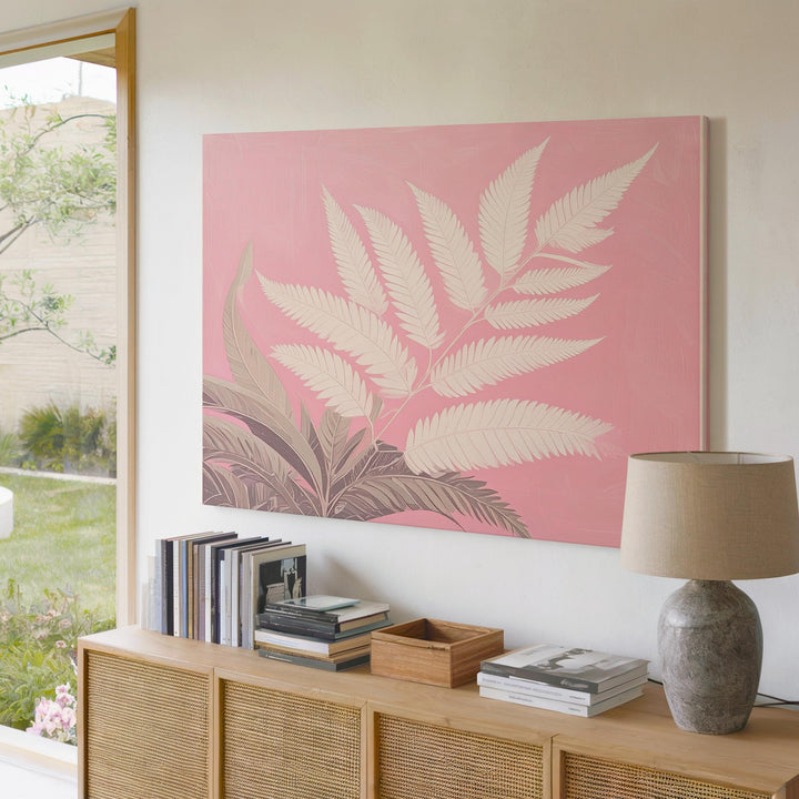 Bold Pink Fern Canvas – Modern Abstract Botanical Wall Art - Gifitto