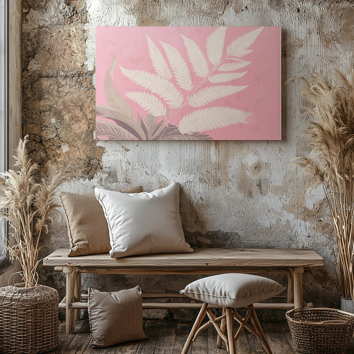Bold Pink Fern Canvas – Modern Abstract Botanical Wall Art - Gifitto