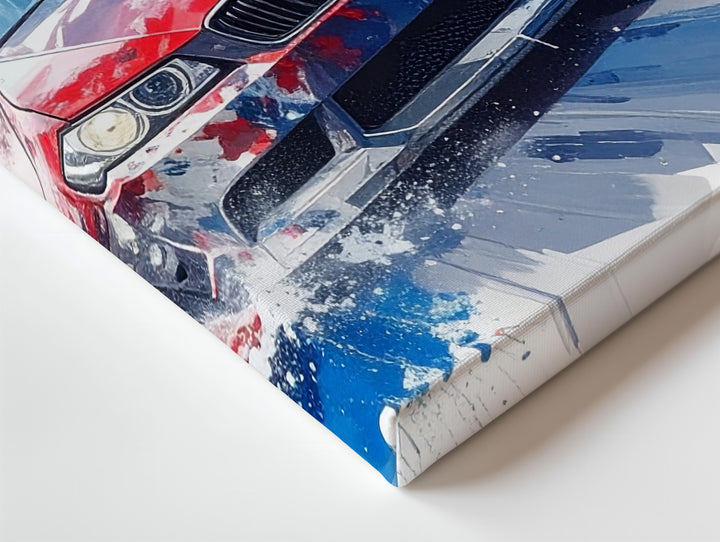 BMW M3 Tricolor Motion Canvas – Abstract Performance Art Print - Gifitto