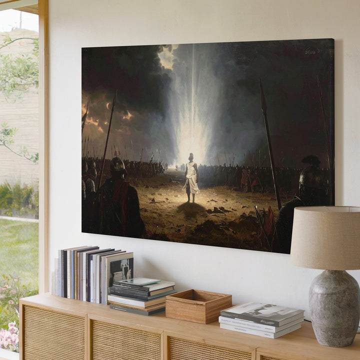 Divine Intervention Battlefield Canvas – Dramatic Scene of Courage and Destiny - Gifitto
