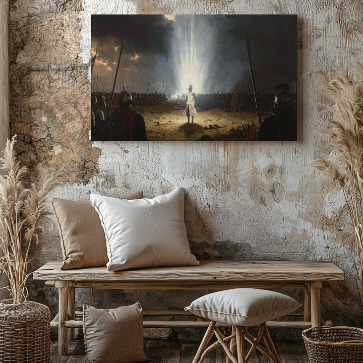 Divine Intervention Battlefield Canvas – Dramatic Scene of Courage and Destiny - Gifitto