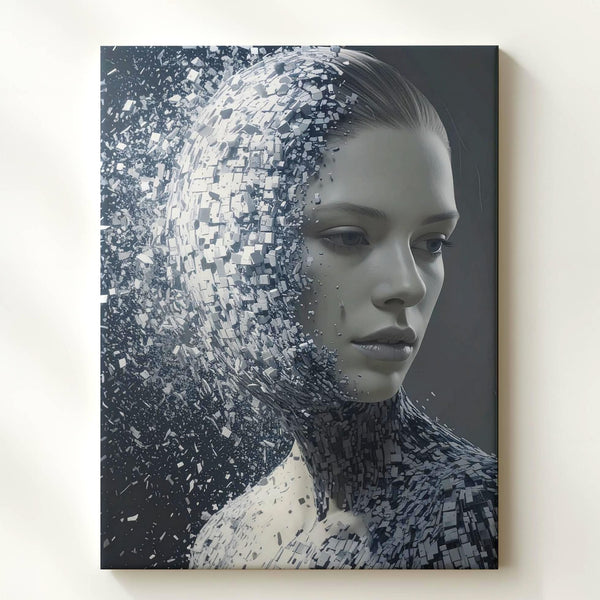 Digital Fragmented Humanoid Canvas – Glimmering Particles and Transformation - Gifitto