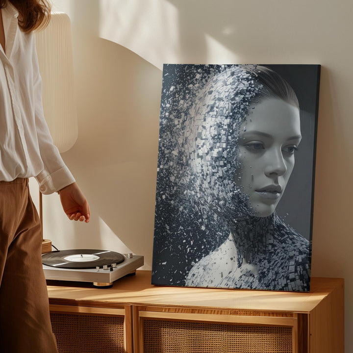 Digital Fragmented Humanoid Canvas – Glimmering Particles and Transformation - Gifitto