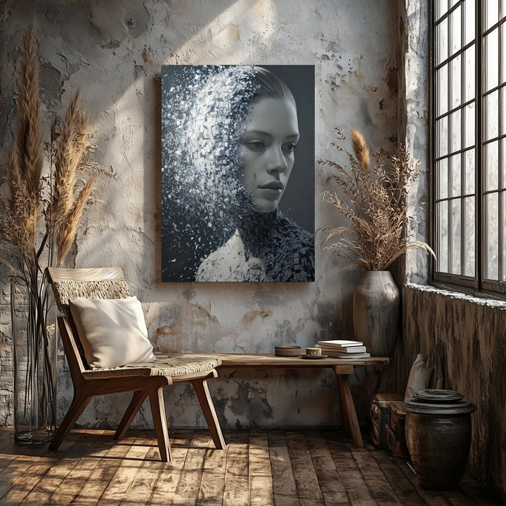 Digital Fragmented Humanoid Canvas – Glimmering Particles and Transformation - Gifitto