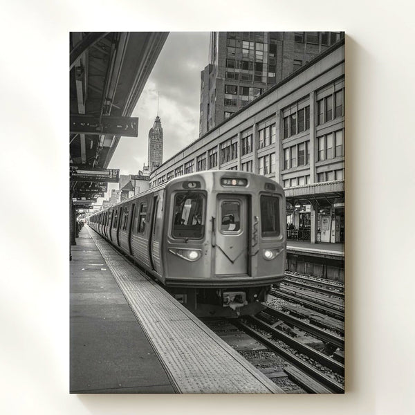 Subway Train Motion Canvas – Black and White Urban Scene with Blurred Movement