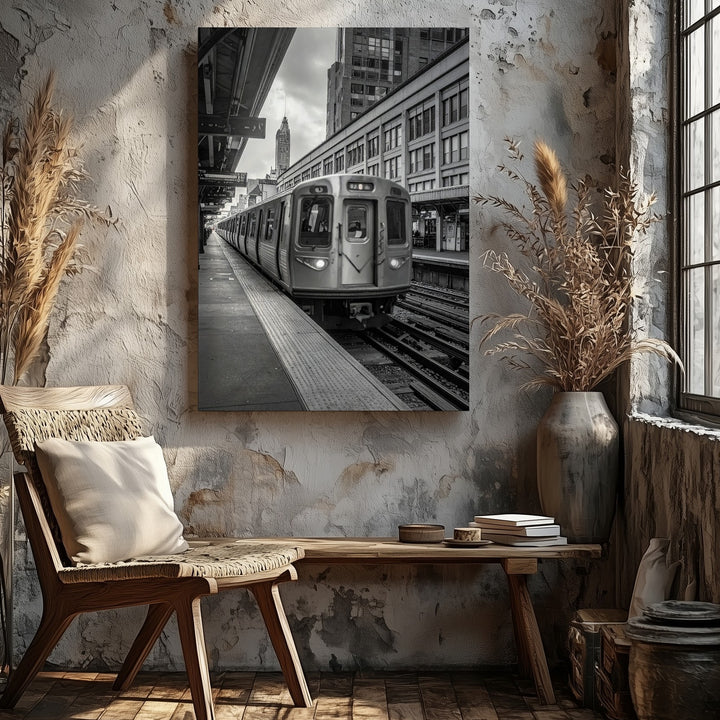 Subway Train Motion Canvas – Black and White Urban Scene with Blurred Movement - Gifitto