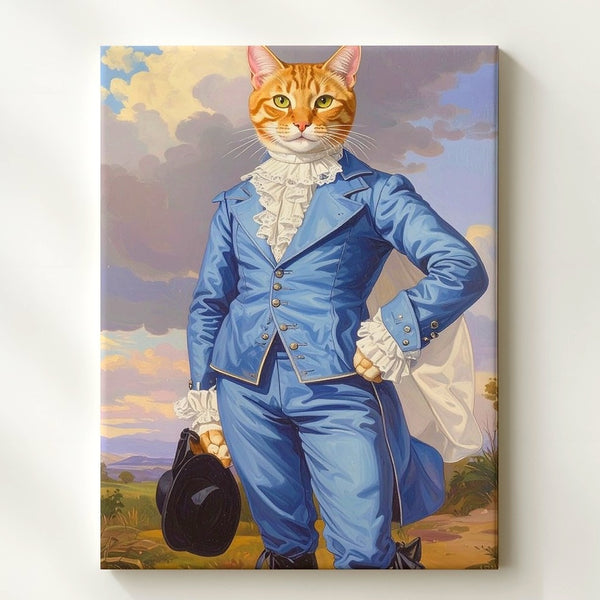 The Blue Boy Cat Canvas – Aristocratic Tabby in Regal 18th-Century Attire - Gifitto