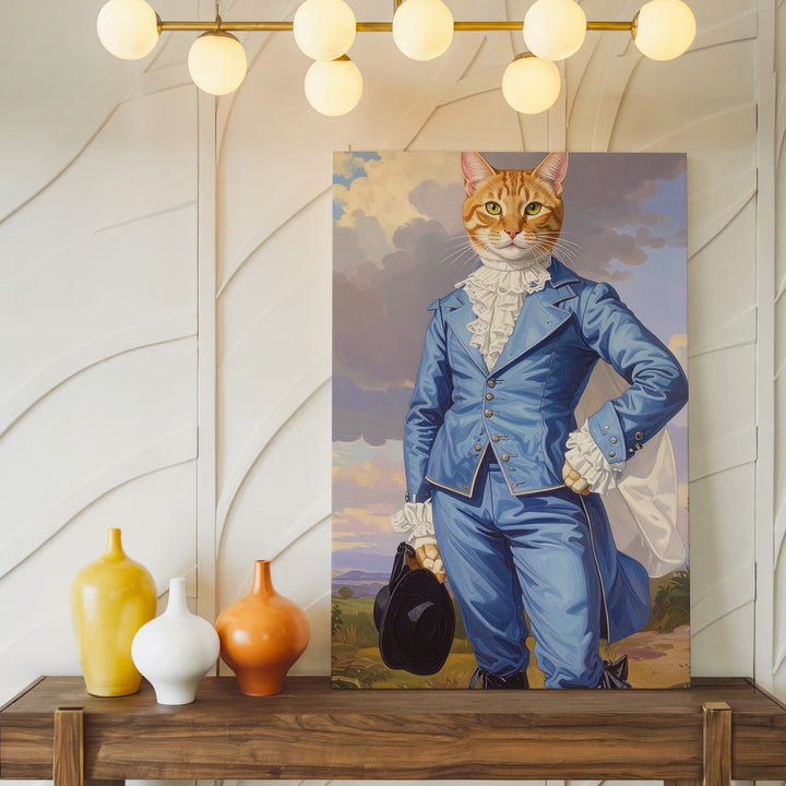 The Blue Boy Cat Canvas – Aristocratic Tabby in Regal 18th-Century Attire - Gifitto