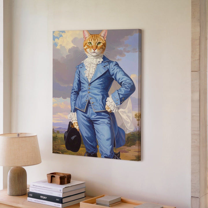 The Blue Boy Cat Canvas – Aristocratic Tabby in Regal 18th-Century Attire - Gifitto