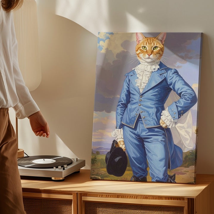 The Blue Boy Cat Canvas – Aristocratic Tabby in Regal 18th-Century Attire - Gifitto
