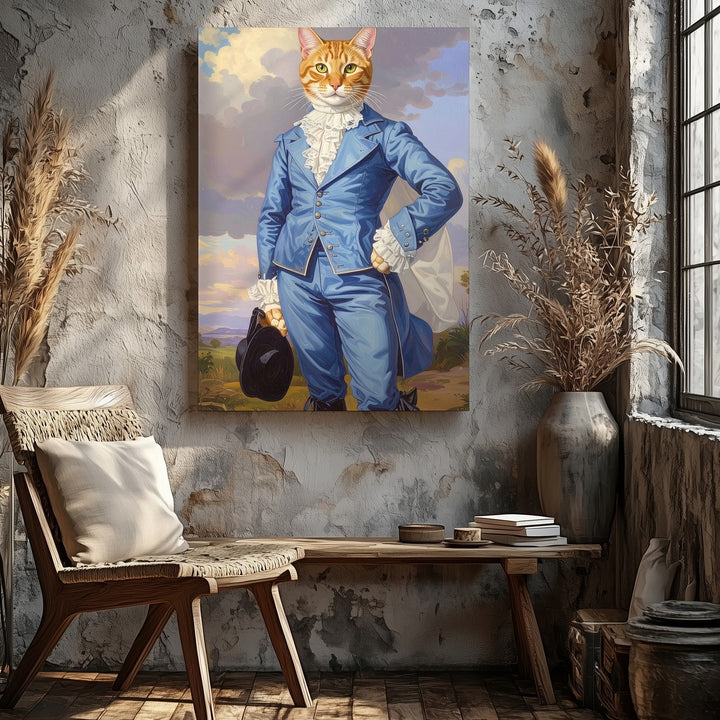 The Blue Boy Cat Canvas – Aristocratic Tabby in Regal 18th-Century Attire - Gifitto