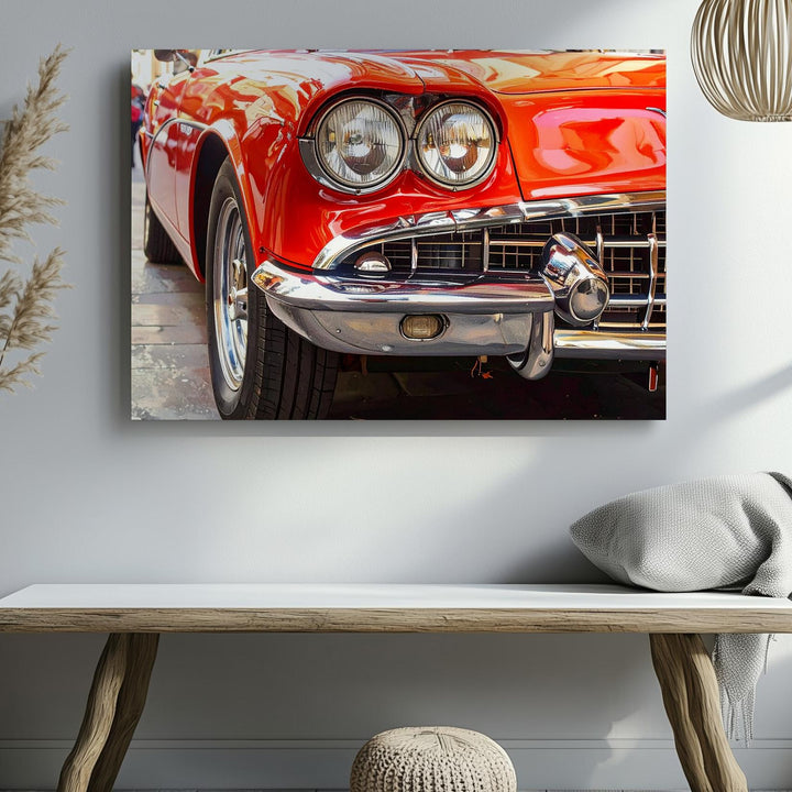 Vintage Red Sports Car Canvas – Detailed Classic Automotive Art - Gifitto